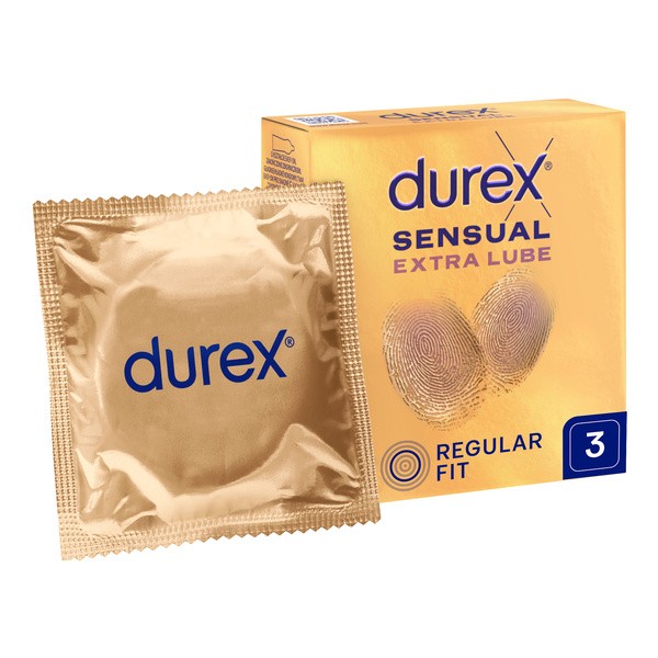 Durex Sensual Extra Lube, prezerwatywy super cienkie, z lubrykantem, 3 szt.