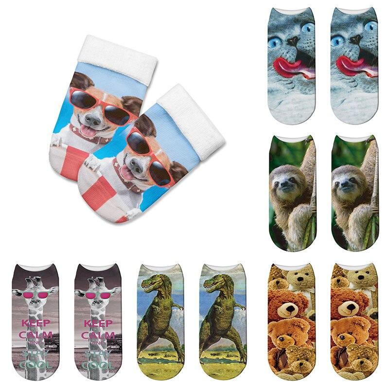 Słodkie psy, druk 3D, damskie skarpetki z kreskówkowym pingwinem, zabawne, nowatorskie, bawełniane skarpetki do kostki, unisex, wygodne, krótkie skarpetki