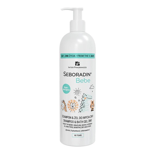Seboradin Bebe, szampon & żel do mycia 2w1, 500 ml