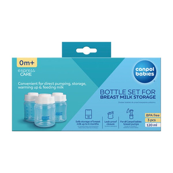 Canpol babies, zestaw butelek do przechowywania pokarmu, 120 ml x 3 szt.