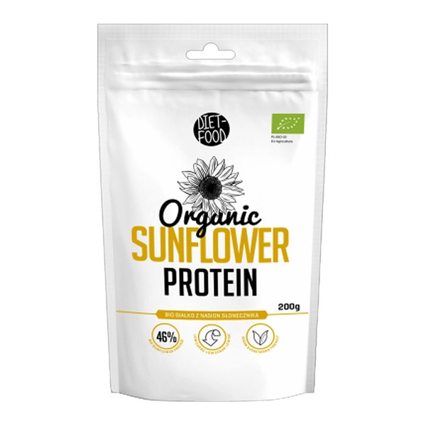 Diet Food, Organic Sunflower Protein, białko z nasion słonecznika, 200 g