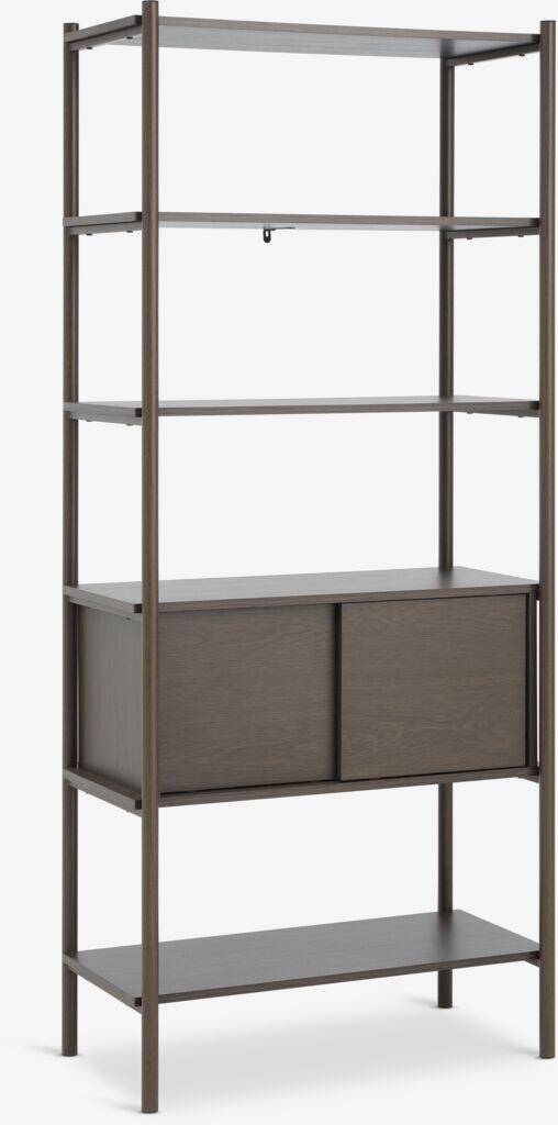 LINDVED LINDVED reol, 6 hylder, 2 døre, mørk egetræsfarve