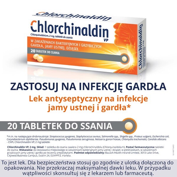 Chlorchinaldin VP, 2 mg, tabletki do ssania, 20 szt.