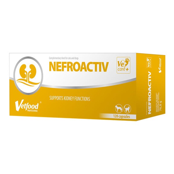 Vetfood Nefroactiv, preparat wspierający funkcjonowanie nerek dla kotów, kapsułki, 120 szt.