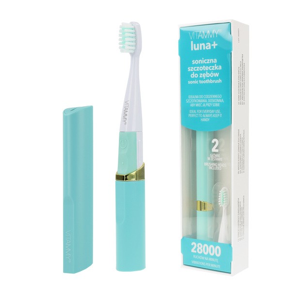 Vitammy Luna+, soniczna szczoteczka kompaktowa do zębów, turkusowa, 1 szt.