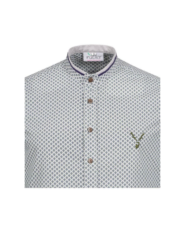 Nübler Trachtenhemd langarm Johann in Weiß-Grün günstig kaufen