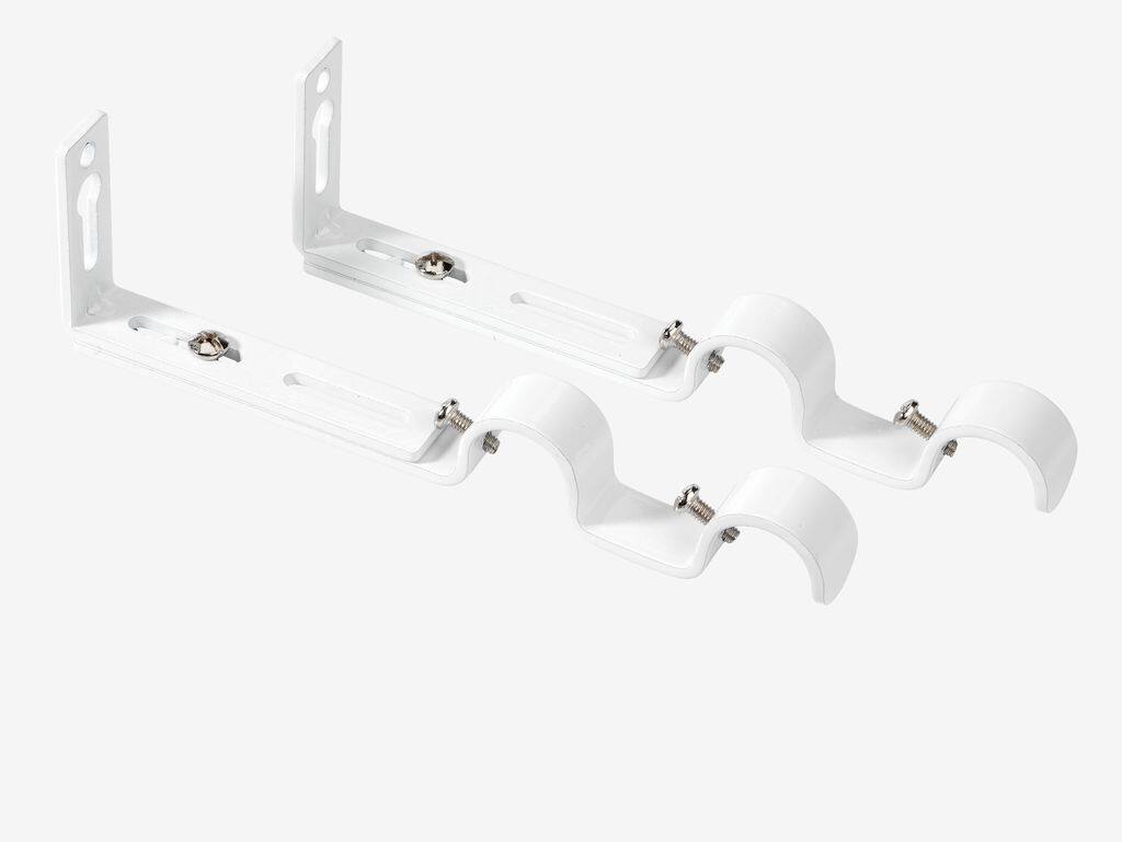 Dobbelt stangholder Ø19mm hvid