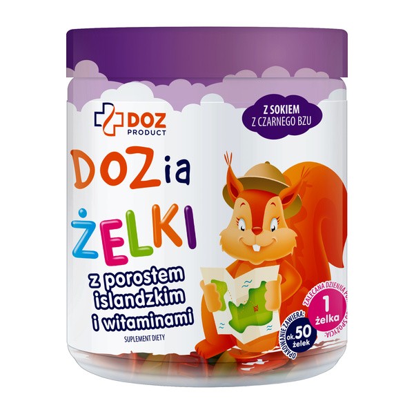 DOZ Product DOZia, żelki z porostem islandzkim i witaminami, 225 g