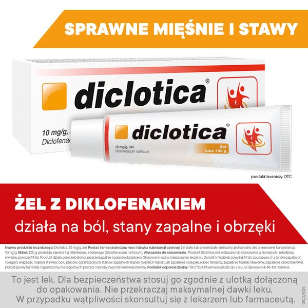 Diclotica, 10 mg/g, żel, 100 g (tuba)