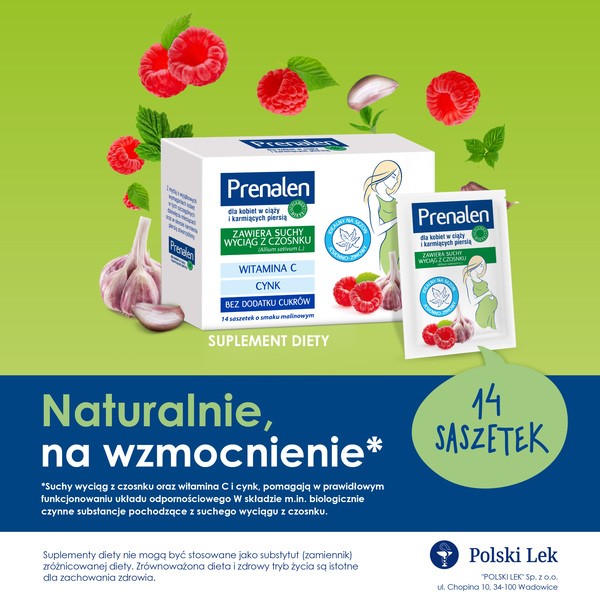 Prenalen Protecta, proszek do rozpuszczania o smaku malinowym, saszetki, 5 g x 14 szt.