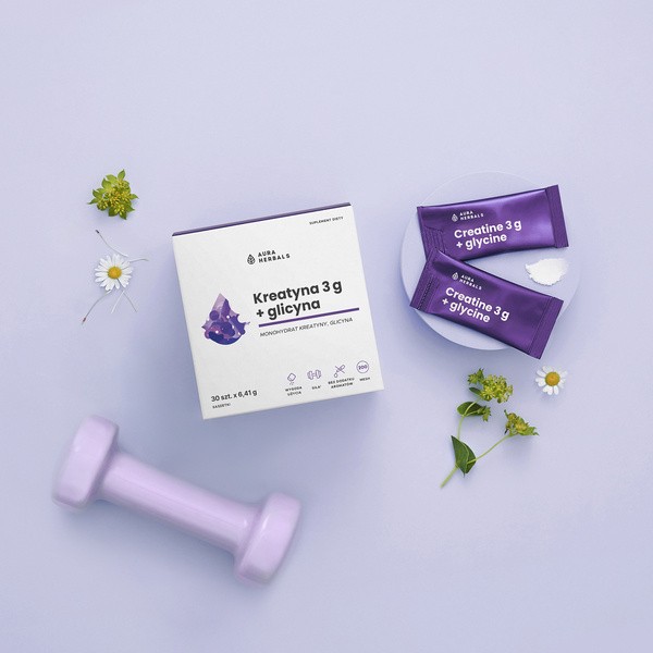 Aura Herbals Kreatyna 3 g + glicyna, saszetki z proszkiem, 30 szt.