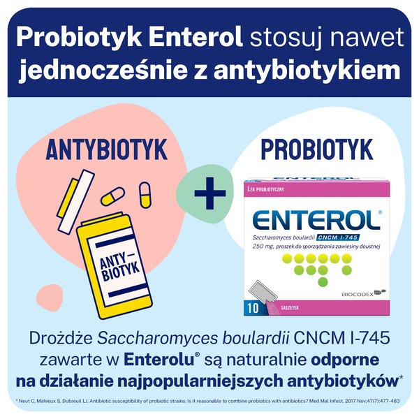 Enterol, 250 mg, proszek do sporządzania zawiesiny doustnej, 10 saszetek