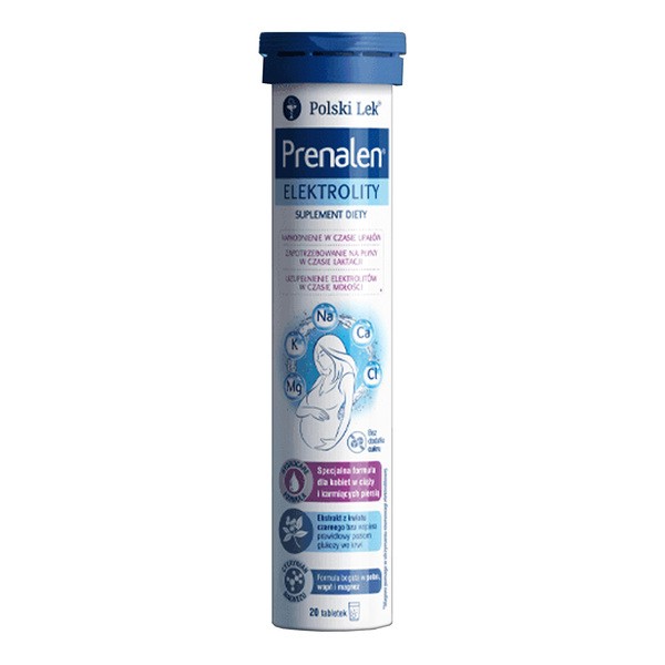 Prenalen Elektrolity, tabletki musujące, smak ananas-pomarańcza, 20 szt.