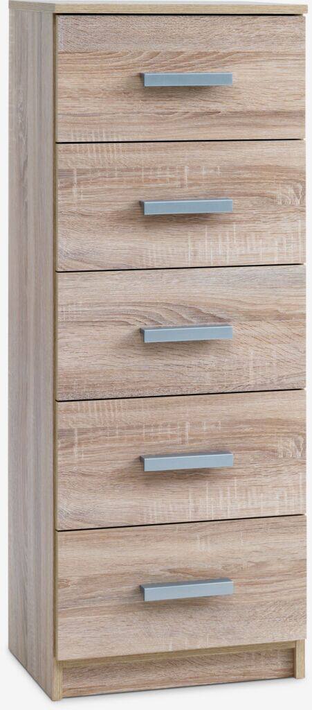 TAPDRUP TAPDRUP kommode, 5 smalle skuffer, lys egetræsfarve