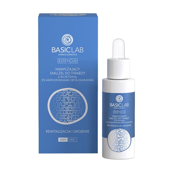 BasicLab Esteticus, nawilżający emu-żel do twarzy, Rewitalizacja i Ukojenie, 30 ml
