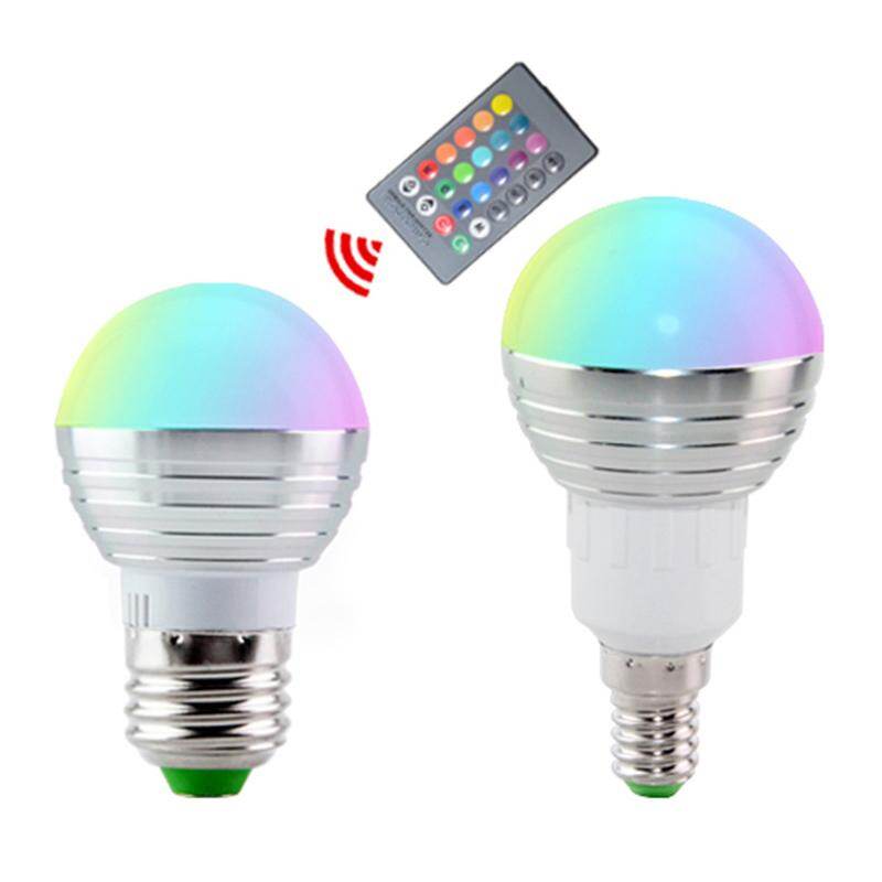 Ampoule LED RGB E27/E14 5W AC110V/220V, projecteur LED RGB dimmable, éclairage magique RGB pour les fêtes + télécommande infrarouge, 16 couleurs