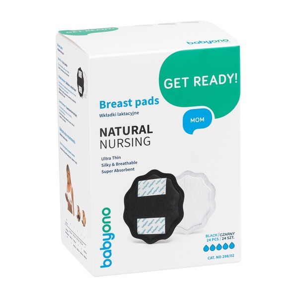 BabyOno, czarne wkładki laktacyjne Natural Nursing, 24 szt.