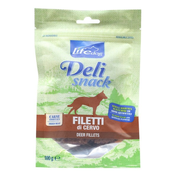 Life Dog Deli Snack Deer Fillets, suszone filety z jelenia dla psów, 100 g