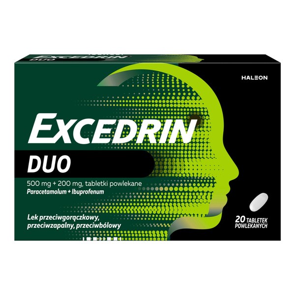 Excedrin Duo, 200 mg + 500 mg, tabletki powlekane, 20 szt.