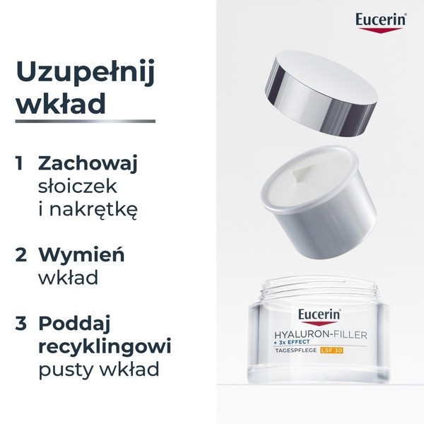 Eucerin Hyaluron-Filler, krem na dzień SPF 30 z kwasem hialuronowym, przeciwzmarszczkowy, refill, 50 ml