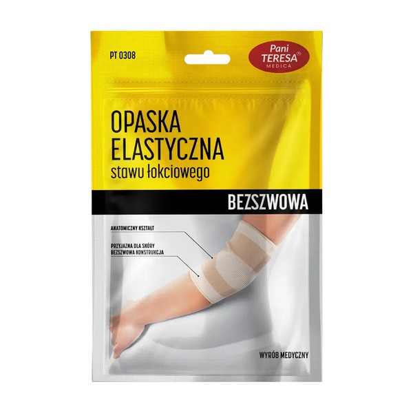 Pani Teresa, Opaska elastyczna stawu łokciowego, dziana, bezszwowa, cielista, rozmiar M, 1 szt.