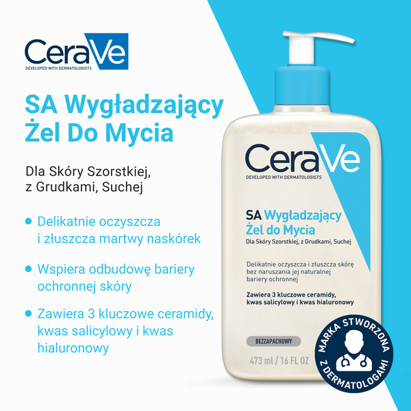 CeraVe SA, wygładzający żel do mycia, 473 ml