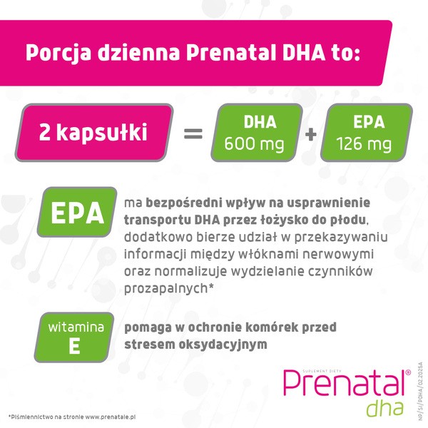 Prenatal DHA, w ciąży i podczas karmienia piersią (kwasy omega-3: DHA + EPA), kapsułki, 30 szt.