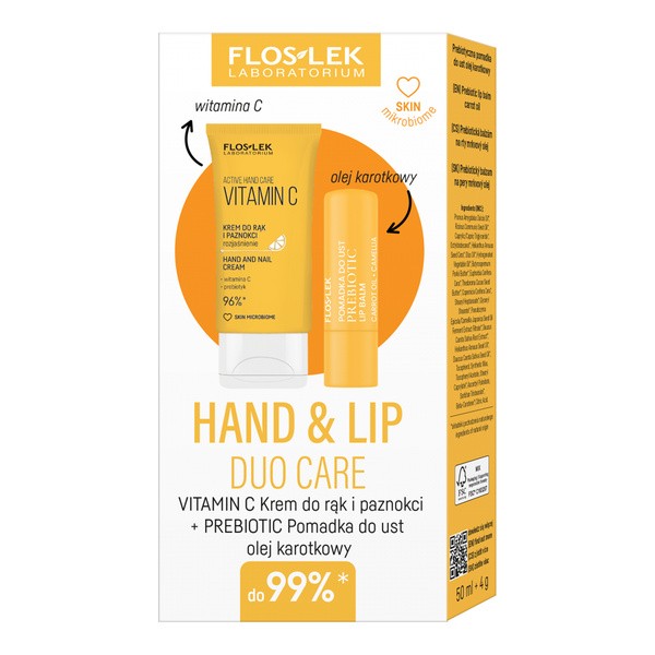 Zestaw Flos-lek Hand & Lip Duo Care Vitamin C, krem do rąk, 50 ml + pomadka do ust, 4 g