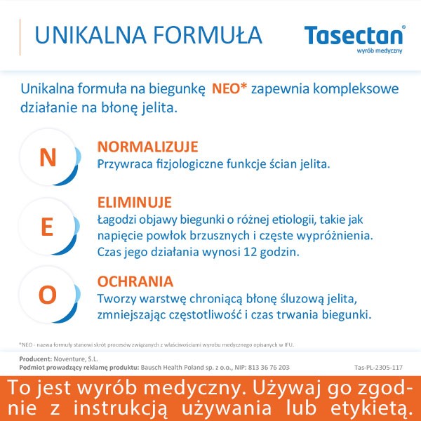 Tasectan, 250 mg, proszek, dla dzieci, 20 saszetek