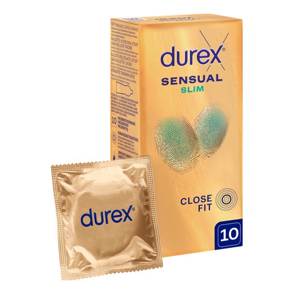 Durex Sensual Slim, prezerwatywy super cienkie, 10 szt.