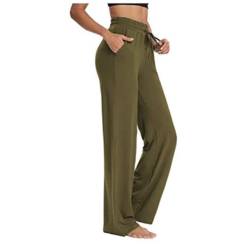 Sarin Mathews Dam Träningsbyxor Vida Ben Lounge Pyjamasbyxor Bekväma Dragsko Träningsjoggingbyxor med Fickor : Sport Utomhus