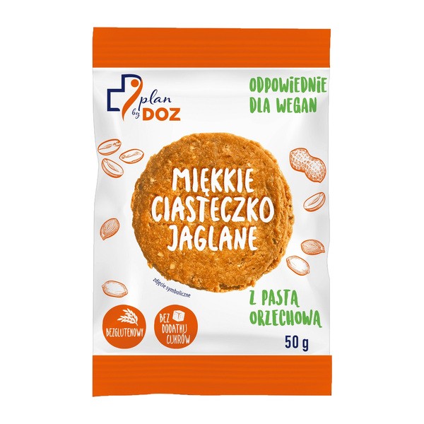 Zestaw 4x Plan by DOZ Miękkie Ciasteczko Jaglane z pastą orzechową, 50 g