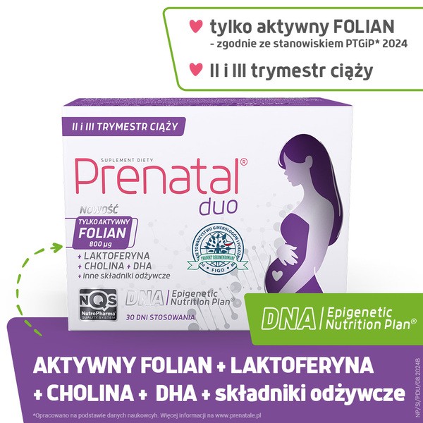 Prenatal Duo, II i III trymestr ciąży, kapsułki, 30 szt. Classic + 60 szt. DHA