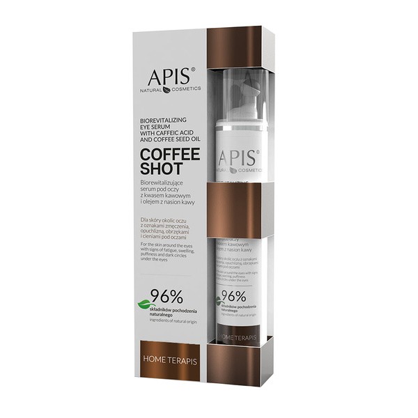 Apis Coffee Shot, biorewitalizujące serum pod oczy z kwasem kawowym i olejem z nasion kawy, 10 ml