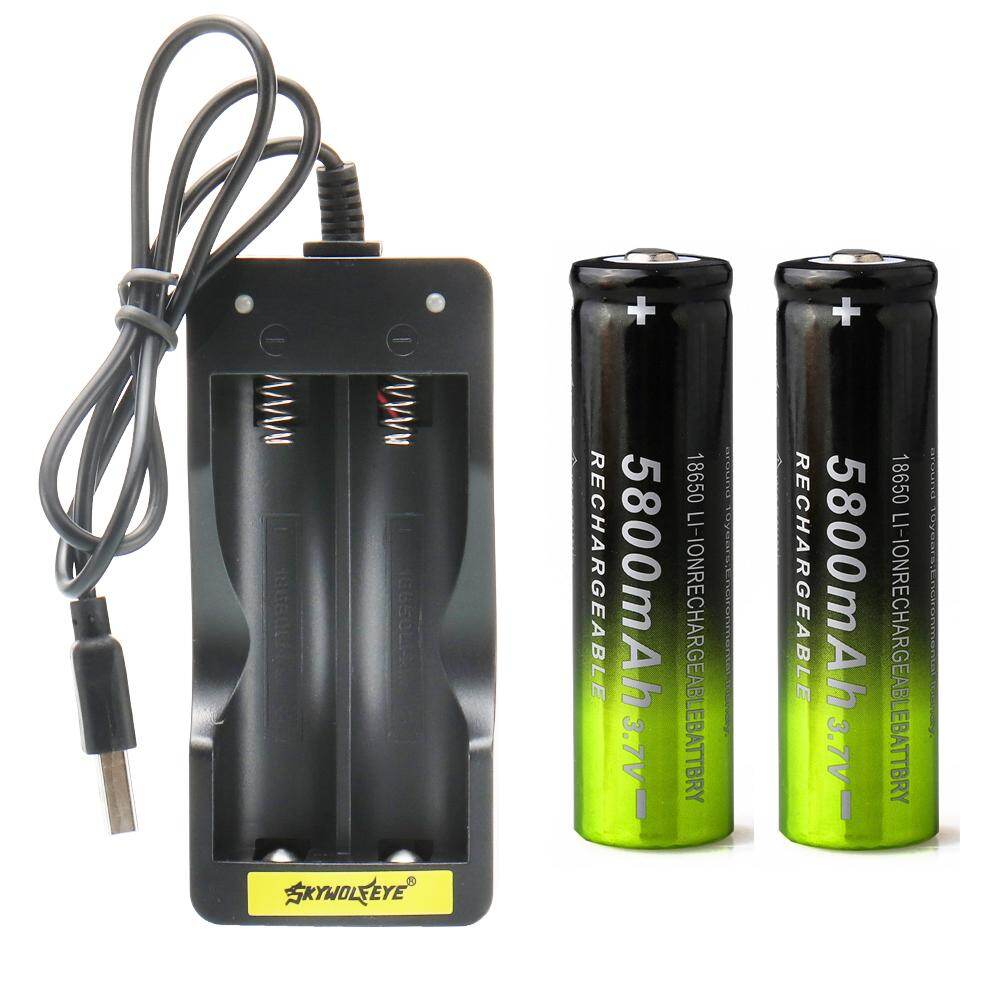 Chargeur intelligent USB pour batterie Li-ion rechargeable, charge rapide, arrêt automatique + 2 batteries 18650 de 5000 mAh/5800 mAh