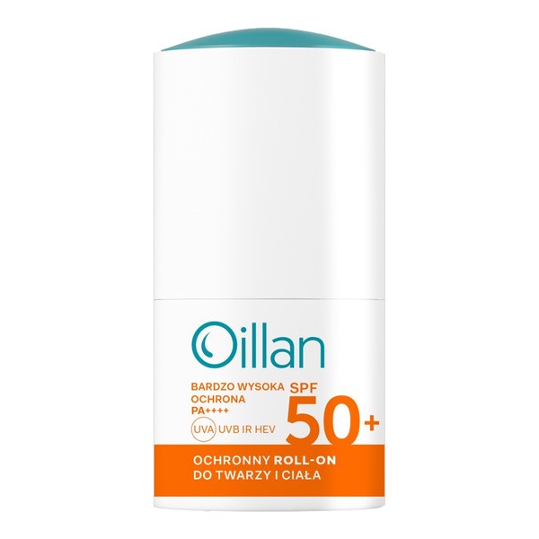 Oillan Sun, ochronny roll-on przeciwsłoneczny do twarzy i ciała SPF50, 50 ml