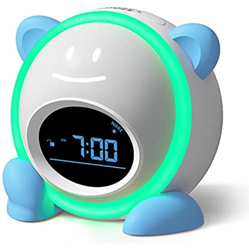 Kinderwekker, Windflyer peuterwekker, slaaptrainer met gezichtsuitdrukkingen, nachtlampje, dutjestimer, slaapgeluidmachine, weklicht, wekker voor de slaapkamer van jongens en meisjes