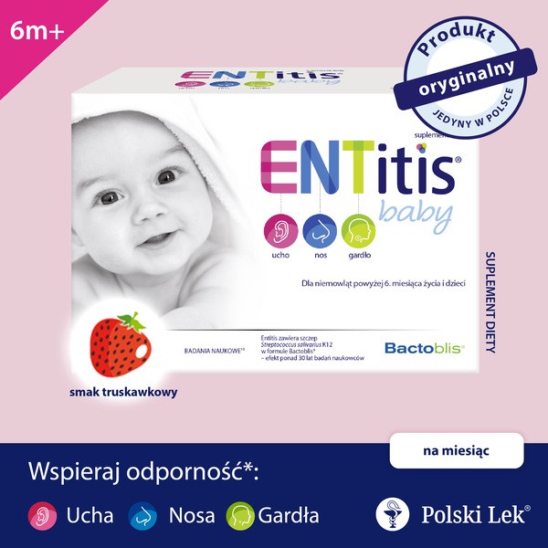 ENTitis Baby, smak truskawkowy, proszek w saszetkach, 30 szt.