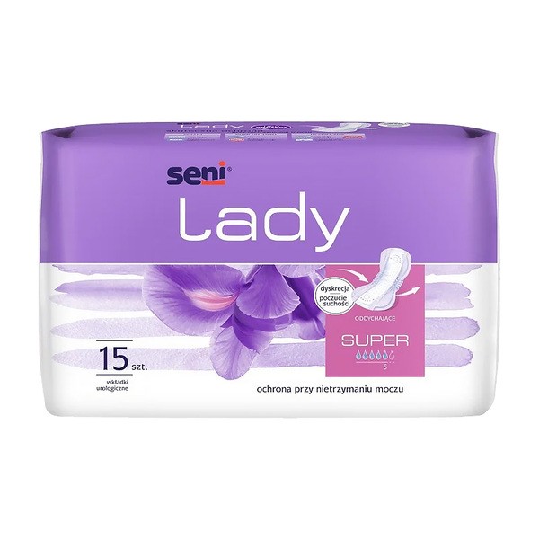 Zestaw 3 x Seni Lady, wkładki urologiczne, super, 15 szt.