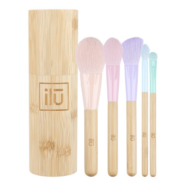 Ilu BambooM!, Zestaw 5 pędzli do makijażu + bambusowa tuba do przechowywania