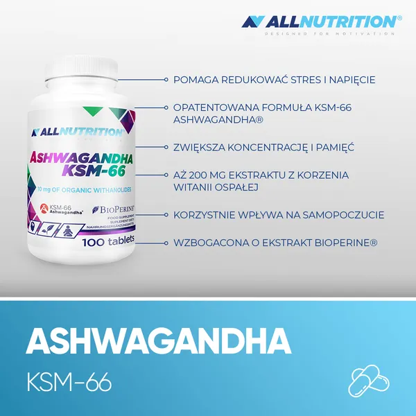 Allnutrition, Ashwagandha KSM-66, tabletki, 100 szt.