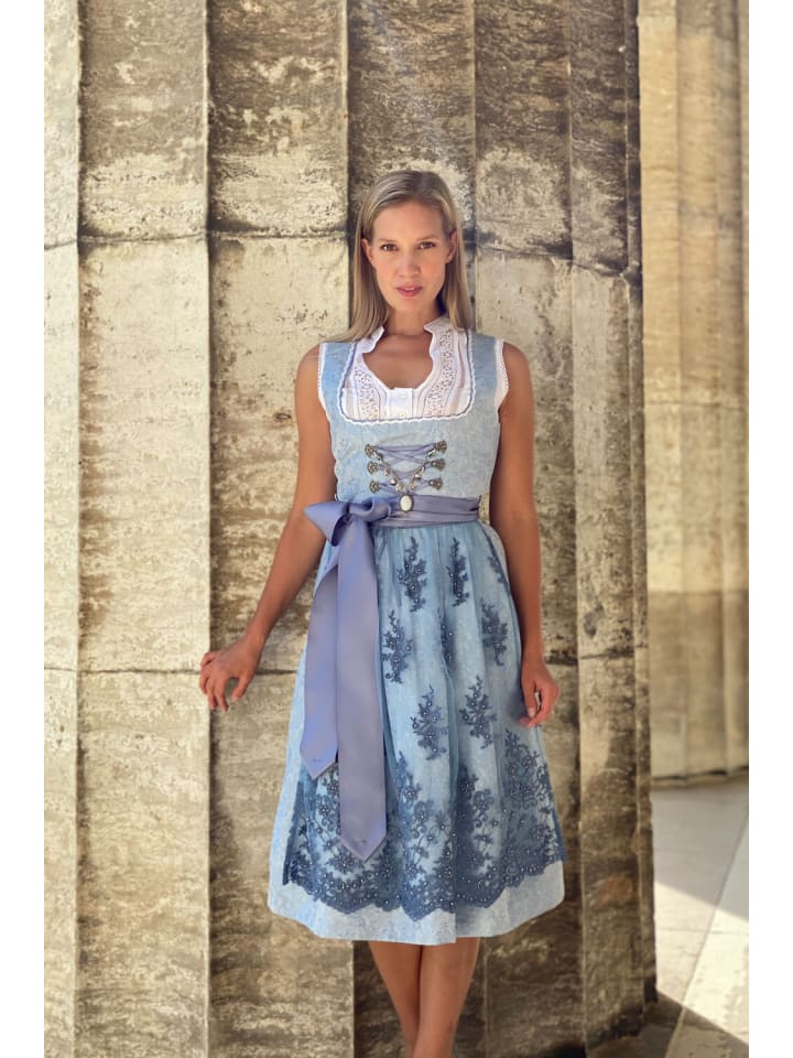 Edelnice Midi Dirndl 2-teilig Cloé in hellblau günstig kaufen