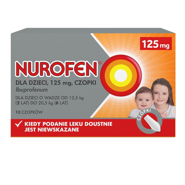 Nurofen dla dzieci, 125 mg, czopki, 10 szt.