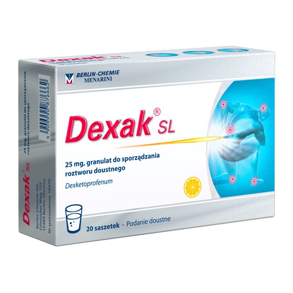Dexak SL, 25 mg, granulat do sporządzenia roztworu doustnego w saszetkach, 20 szt.
