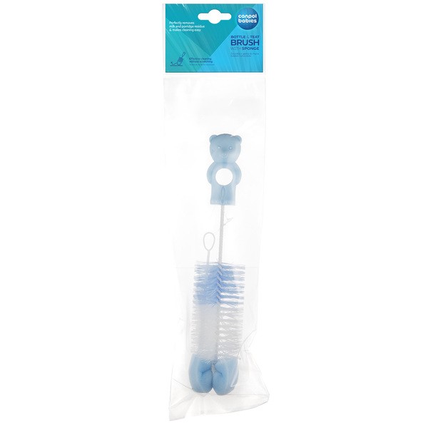 Canpol, szczotka do butelek i smoczków, z gąbką, 1 szt.