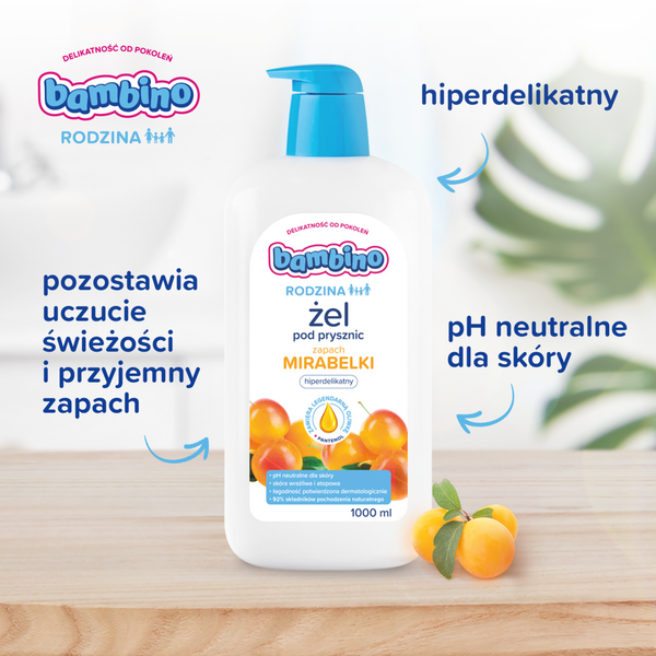 Bambino Rodzina, żel pod prysznic o zapachu mirabelki, 1000 ml