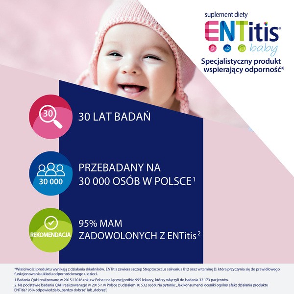 ENTitis Baby, smak truskawkowy, proszek w saszetkach, 30 szt.