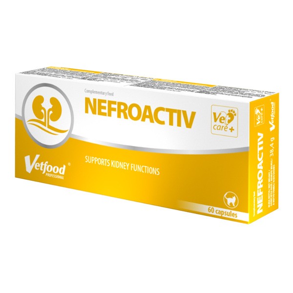 Vetfood Nefroactiv, preparat wspierający funkcjonowanie nerek dla kotów, kapsułki, 60 szt.