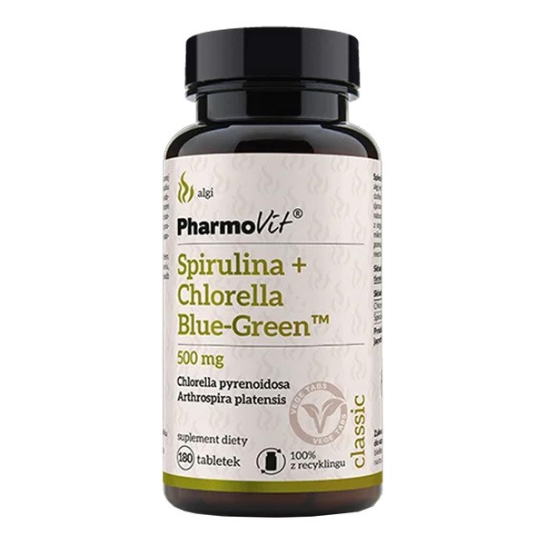 Pharmovit Spirulina+Chlorella Blue Green, tabletki, 180 szt.