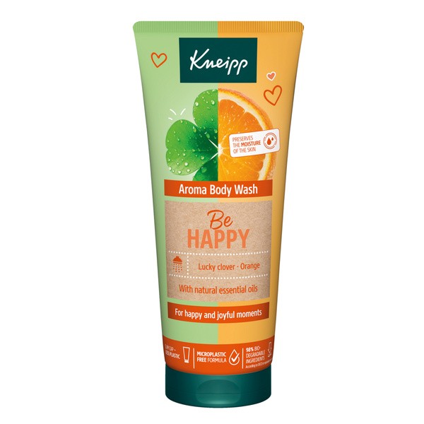 Kneipp Be Happy, aromatyczny żel pod prysznic pomarańcza i koniczyna, 200 ml
